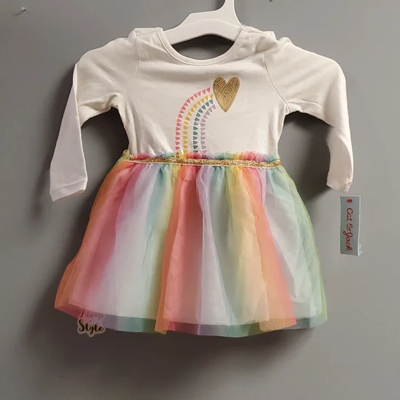 Cat & Jack | Dresses | Toddler Girls Sequin Rainbow Heart Long Sleeve Tutu  Dress | Poshmark